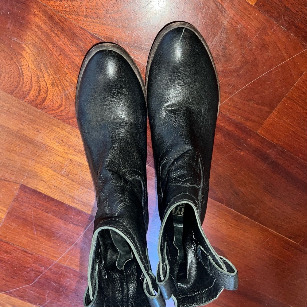 Frye Black Leather Ankle Booties